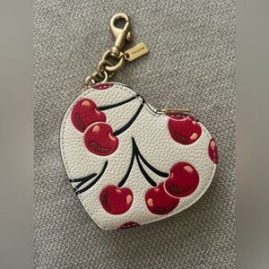 Coach Heart Pouch Charm- Cherries Print